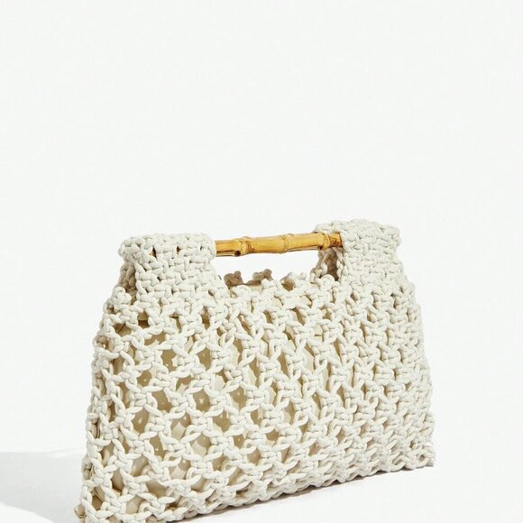 Beige Vacation Women's Woven Clutch Bag - Picture 4 of 6